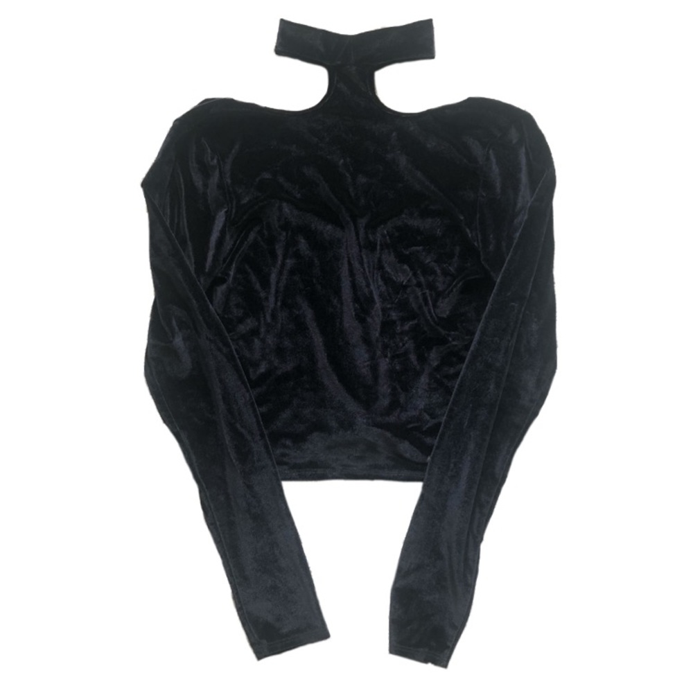 Vtg 90s Velvet Collar Top